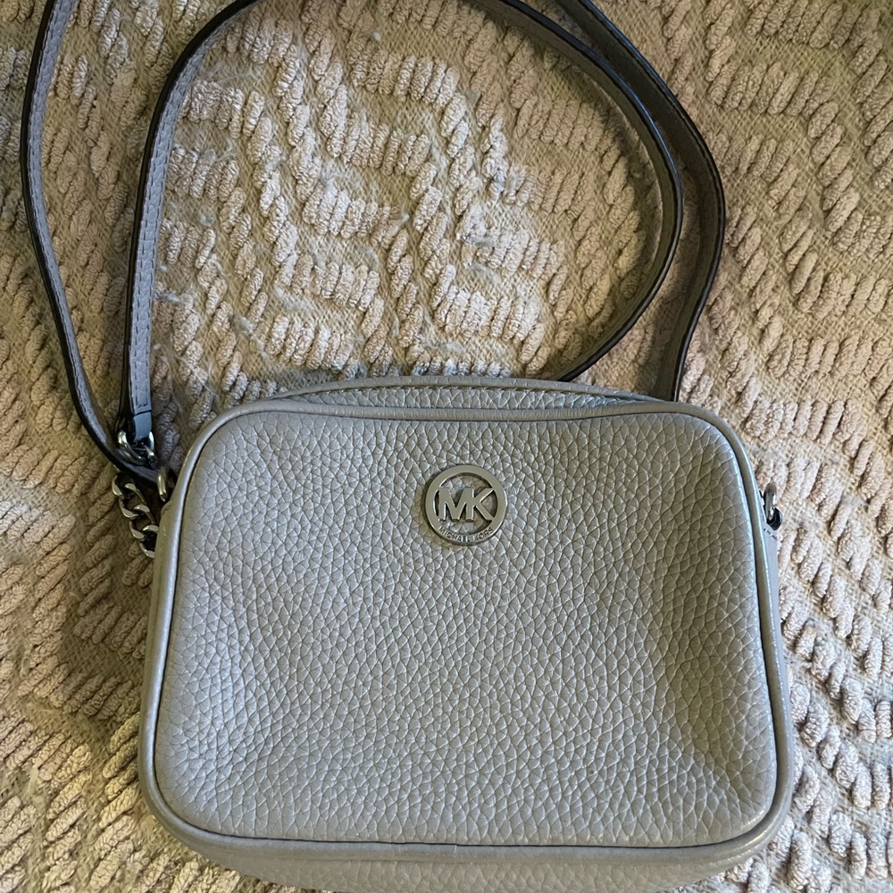 Michael Kors Gray Pebbled Leather Crossbody Bag